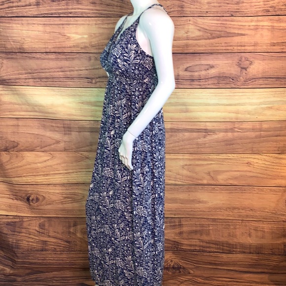 Old Navy Maternity Maxi sundress deep blue flower pattern summer dress Sz M MD - Picture 5 of 16